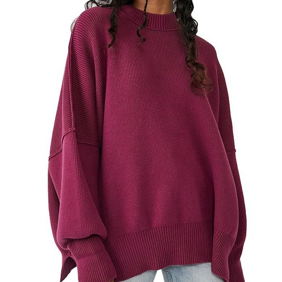 Free People Sweaters - Women's Oversized Burgundy Sweater